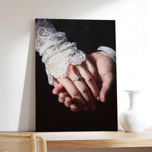 JDBeehpy Happiness Hold Hands Ring Canvas Wall Art Prints Framed 24x36inch