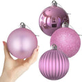 Bubblegun Pink 4.0" Large Christmas Balls - Christmas Tree Decoration Ornaments Shatterproof Hanging Balls for Birthday Halloween Holiday Wedding Decorations Set of 4pcs