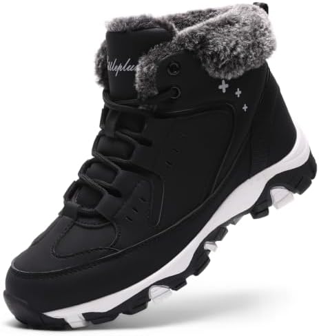 Littleplum Womens Snow Boots - Warm Fur Line Anti Slip Winter Short Boots Comfortable Lace Up Ankle Booties for Outdoor Hiking