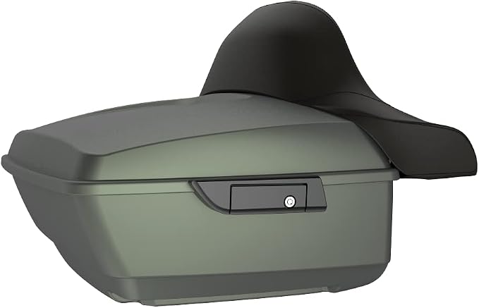 Advanblack Road Glide Tour Trunk Pack Deadwood Green Denim King Tour Trunk Pack Luggage +Wrap-Around Backrest Pad for '97-'25 Harley Touring Road King Street Glide Electra Glide CVO Models