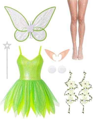 Green Fairy Costume Set for Women Halloween Party Cosplay