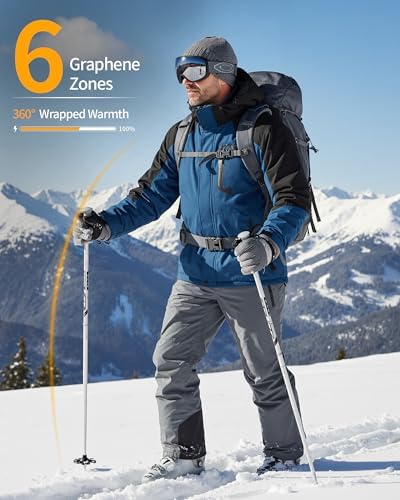Wulcea Graphene Heated Jacket for Men Fur Lined with Large Capacity Battery Pack