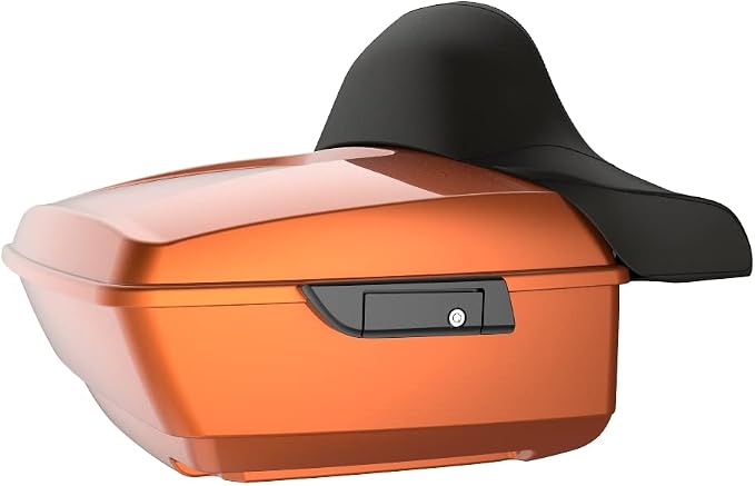 Advanblack Motorcycle King Trunk Tour Trunk Pack Luggage +Wrap-Around Backrest Pad for '97-'24 Harley Touring/Softail