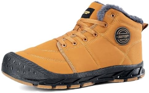 Mens Snow Boots, Mens Winter Boots, Mens Winter Trekking Snow Boots, Winter Boots for Men Waterproof Fur Lined Warm Winter Boots Men Lace up Snow Ankle Shoes Outdoor Anti-Slip Lightweight Hiking Boot