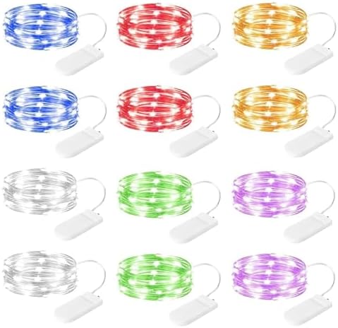 Brightown 12 Pack Multi Color Fairy Lights Battery Operated for Xmas Decor