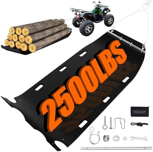 47” x 110” Yard Drag Sled with Pull Cables 1/8 HDPE Thickened Yard Sled Heavy Duty Multipurpose Yard Drag Mat for Hauling Debris, Construction Materials, Logs and Hunting Trophy