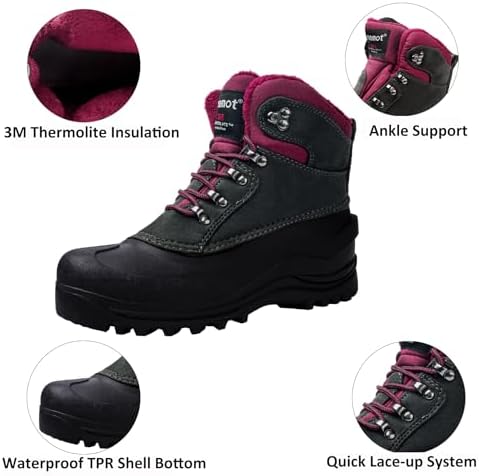 riemot Waterproof Insulated Winter Snow Boots for Men and Women