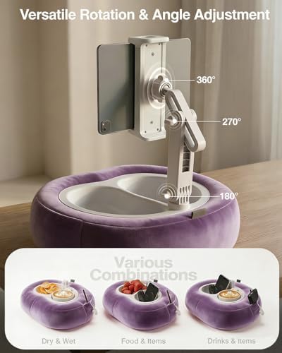 Miledi Tablet Pillow Stand for Bed with 360° Rotating Holder, Purple