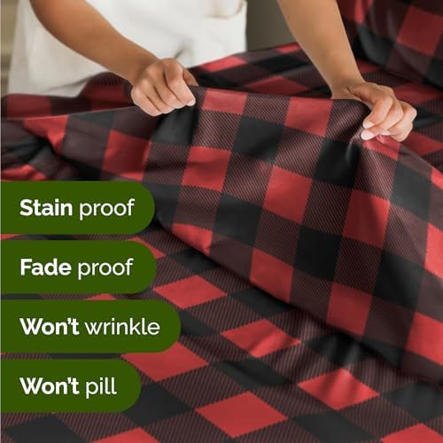 Christmas Sheet Set, Buffalo Plaid, Holiday Xmas Bedding Set - Twin XL Size