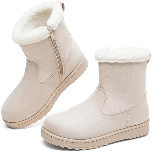 Women's Snow Winter Boots Fuzzy Ankle Booties WithZipper
