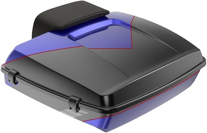 Advanblack Road Glide Tour Trunk Pack Blue Streak Razor Tour Trunk Pack Backrest Pad for '97-'25 Harley Touring Road King Street Glide Electra Glide CVO Models
