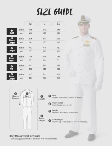 Spooktacular Creations Halloween Sailor Costume Men, White Navy Uniform Outfit with Accessories for Halloween Party