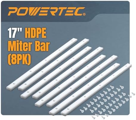 POWERTEC 8PK Crosscut Sled Miter Bar for Table Saw Sled, 3/4" x 3/8" x 17" with Predrilled Holes & Screws for Router Table, Bandsaw, Taper Jig, Table Saw Accessories for Woodworking (71793-P2)
