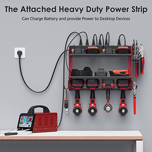 CCCEI Wall Mount Modular Tool Charging Organizer, Red, 1 Pack, 3 Tier.