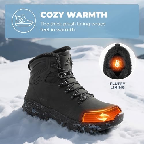 NORTIV 8 Men's Hiking Winter Insulated Snow Boots