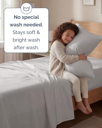Twin Size 3 Piece Sheet Set - Breathable & Cooling Sheets - Light Grey