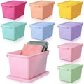Potchen 8 Pack Small Stackable Storage Bins with Lids, Mixed Color