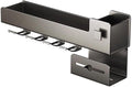 Toothbrush Rack Aluminum Toothbrush Holder Gun Gray Toothpaste Holder Multi-Storage Space Storage Bracket Wall-Mounted No Punching Required Bathroom Toothbrush Holder(L27.3cm)
