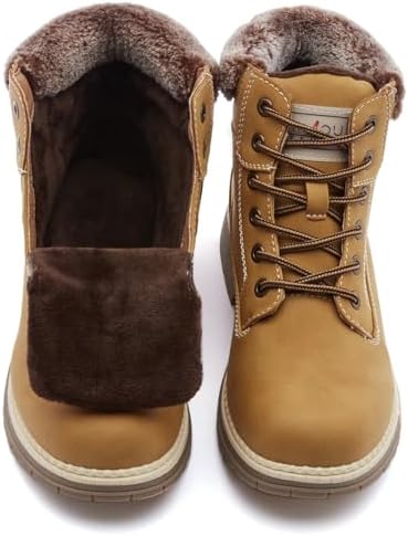 ANJOUFEMME Womens Hiking Snow Winter Boots - Waterproof Outdoor Ankle Boots for Women Comfortable Warm Fur Boots for Backpacking Cycling