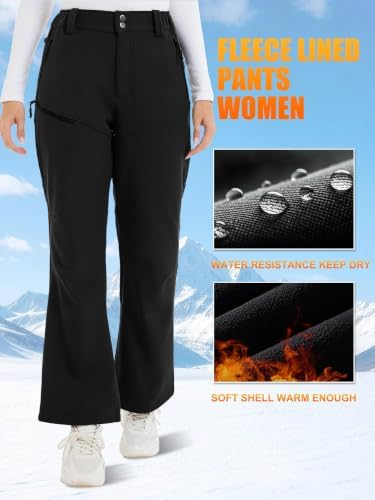 Women's Ski Snow Pants Fleece Lined Waterproof Flare Warm for Winter