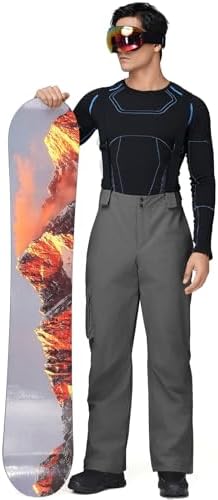 Men's Ski Snow Pants Insulated Waterproof Snowboard Cargo Pants Bibs Regular Fit
