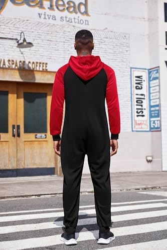 COOFANDY Mens Jumpsuit Onesie Hooded Full Zip One Piece Jogging Tracksuit