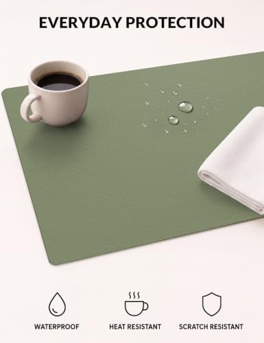 Leather Desk Pad Protector, 31.5" x 12", Sage Green Desk Mat