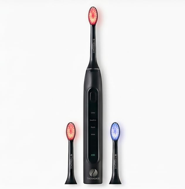 TheraSmile Rechargeable Sonic Toothbrush with Red & Blue Light Therapy, 31,000 Brush Strokes per Minute, Water-Resistant