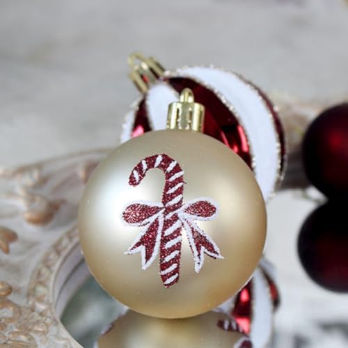 48 Pcs Christmas Balls Ornaments for Christmas Tree, Painted Shatterproof Plastic Decorative Baubles Hanging Ornaments for Xmas Tree Wreath Holiday Party Wedding Decoration, Gold Red