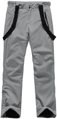 Men's Insulated Snow Pants Waterproof Ski Pant for Winter Hiking Bottom Leg Zipper Outdoor Pants Zipper Pockets