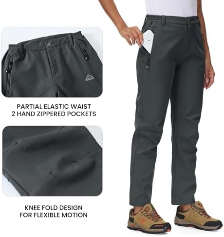 YSENTO Women's Hiking Pants Fleece Lined Winter Snow Ski Insulated Utility Work