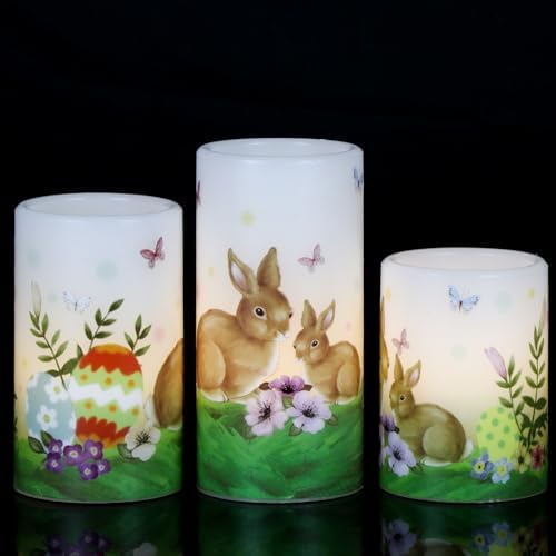 Easter Bunny Flameless Candles Battery Operated with 6 Hour Timer