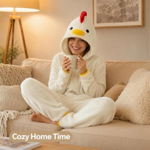 Snug Fit Unisex Adult Onesie Pajamas, Flannel Cosplay Animal One Piece Halloween Costume Sleepwear Homewear