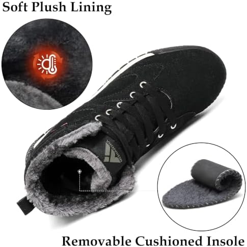Mishansha Men's Winter Snow Boots Warm Lined Outdoor Hiking Boots