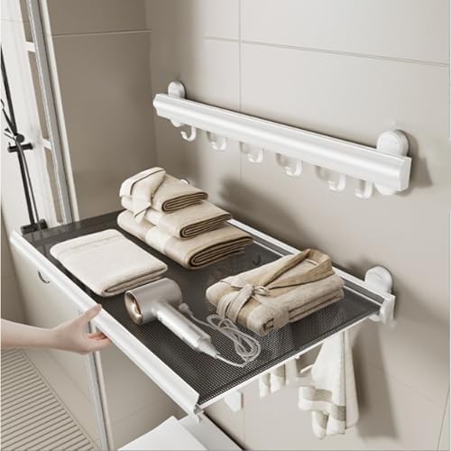 Wall Mounted Foldable Laundry Drying Rack - Space-Saving Indoor Clothes Dryer, No-Punch Design for Balcony, Laundry Room, Bathroom, and Doorway (60cm/23.6in, Gray)