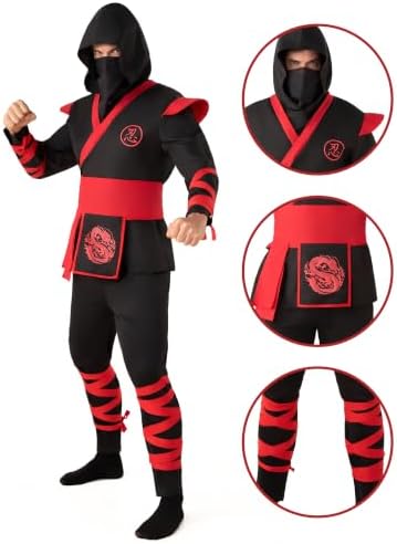 Spooktacular Creations Men Ninja Costume, Halloween Costume Adult Ninja for Halloween Cosplay Party