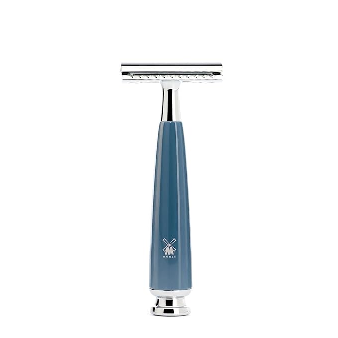 MÜHLE RYTMO Double Edge Safety Razor (Closed Comb) For Men - Perfect for Every Day Use, Barbershop Quality Close Smooth Shave Petrol Blue