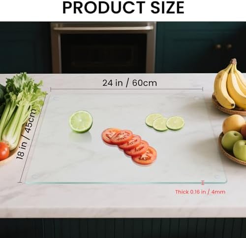 Tempered Glass Desk Pad to Protect Desk, 18" x 24" Clear Office Desk Pad for Keyboard and Computer Monitor, Glass Desk Mat for Desktop Dry Erase