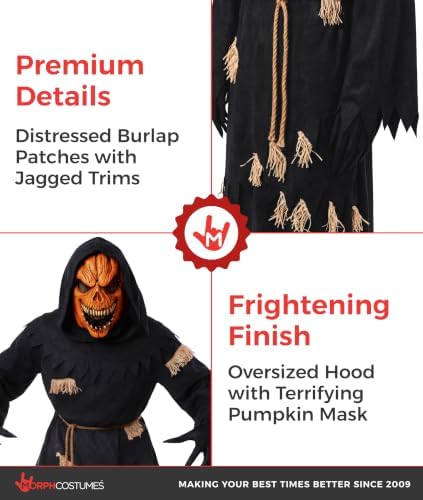 Morph Scary Pumpkin Costume Adult, Halloween Costumes for Men