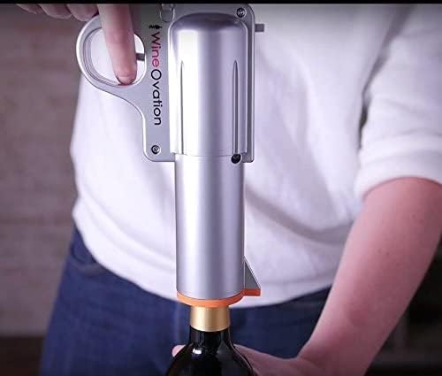 WineOvation Electric Gun Wine Opener (Blue) - Open your Wine Bottle fast and without hassle - Best Electronic Automatic Corkscrew for Gun Enthusiasts and Wine Lovers - Rechargeable Battery Operated