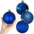 Royal Blue 4.0" Large Christmas Balls - Christmas Tree Decoration Ornaments Shatterproof Hanging Balls for Birthday Halloween Holiday Wedding Decorations Set of 4pcs