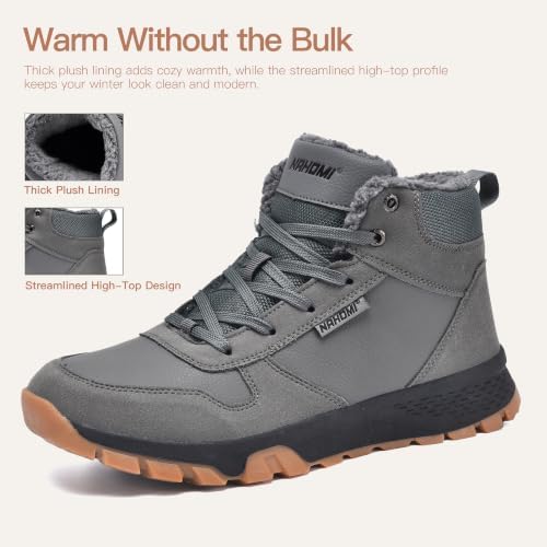 Nahomi Waterproof Snow Boots for Men, Warm Fur-Lined High-Top Winter Boots