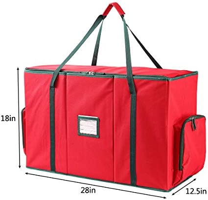 Sattiyrch Large 2-in-1 Christmas Ornament Storage Box & Xmas Figurine Container - Easy Access Removable Trays, Keeps 73 Holiday Ornaments - Adjustable Extent Area for Figurines and Pockets