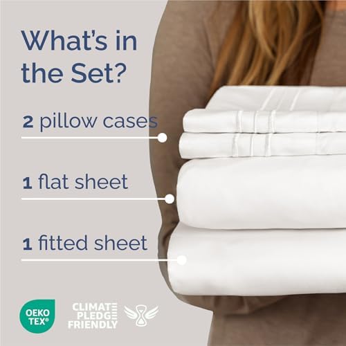 King Size 4 Piece Sheet Set - Breathable & Cooling Sheets - Antique White