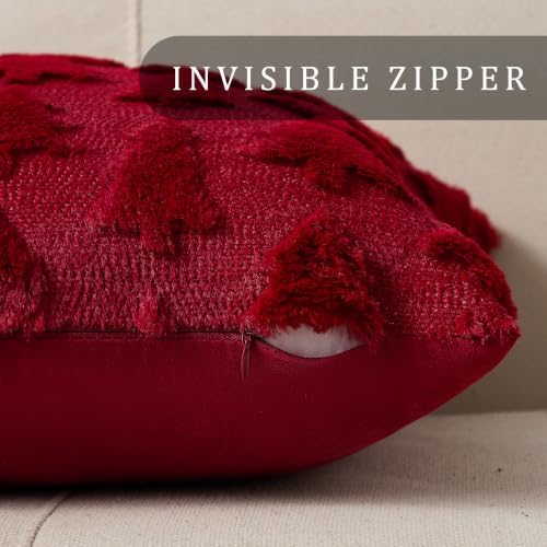 DFXSZ Christmas Tree Pillow Covers 18x18 Set of 2 Christmas Decor Wine Red