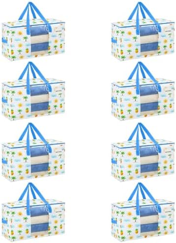 VENO Moving Bags, Wide Open Top, Clear Window, Tropical Island, 8 Pack