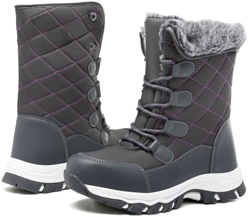 Women's Winter Snow Boots Waterproof Warm Lace Up Mid-Calf Booties