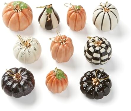 Lenox Pumpkin 10-Piece Mini Porcelain Halloween Hanging Ornament Set