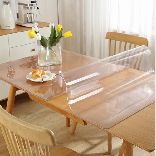 OstepDecor 36 x 66 in Clear Table Protector 1.5mm Thick Plastic Table Cover