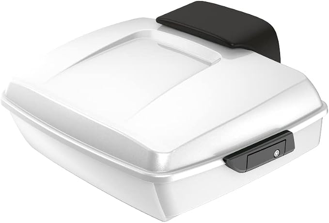 Advanblack Road Glide Tour Trunk Pack White Hot Pearl Chopped Tour Trunk Pack Backrest Pad for '97-'25 Harley Touring Road King Street Glide Electra Glide CVO models